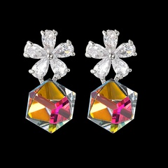 crystal zircon earrings flower zircon earrings Korean version of crystal earrings