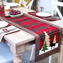 Christmas cotton twist check restaurant table cloth table runner