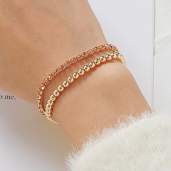 Fashion Jewelry Rhinestone Chain Bracelet CCB Golden Bead Multilayer Bracelet Set