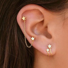 European and American Fashion Jewelry Star Chain Earrings Unilateral Ear Clip Set