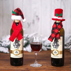 Écharpe créative de Noël chapeaux deux pièces couvercle de bouteille de vin rouge chapeau de treillis chapeau haut de forme rouge