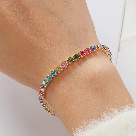 European and American Fashion Jewelry Color Rhinestone Chain Bracelet's discount tags