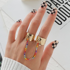 European and American Fashion Jewelry Star Moon Color Chain Link Ring