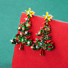 Christmas series alloy dripping oil diamond Christmas tree earrings