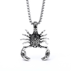 Collier pendentif crabe en acier titane vintage pour hommes 60 cm
