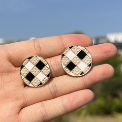 new lattice earrings simple imitation button heart round earrings