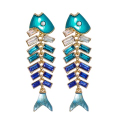 new creative personality exaggerated fishbone diamond earrings wholesale