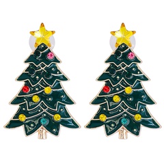 New Creative Christmas Gifts Diamond-studded Christmas Tree Alloy Earrings