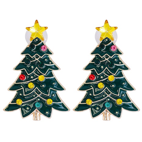 Nuevos regalos creativos de Navidad Pendientes de aleación de árbol de Navidad con diamantes incrustados's discount tags