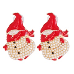 New Creative Christmas Gifts Diamond-studded Santa Claus Alloy Earrings
