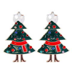 New Creative Christmas Diamond-studded Christmas Tree Alloy Earrings