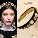 Baroque simple full of diamonds pearls sun flowers wide headband wholesalepicture9