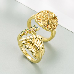 personality copper inlaid color zircon gold-plated ring jewelry