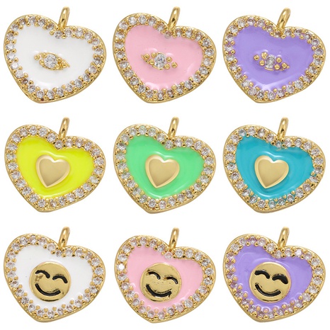 Drop oil color heart small pendant micro-inlaid zircon pendant DIY jewelry accessories's discount tags