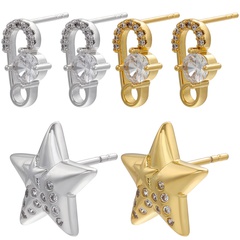 Micro-inlaid zircon earrings paper clips five-pointed star pattern earrings