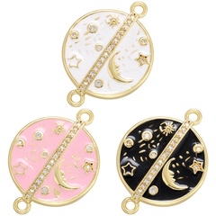 Color drip oil round zircon star moon DIY connector jewelry accessories