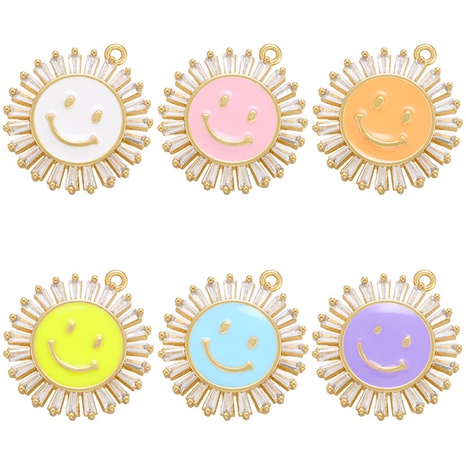 Color drop oil pendant sun flower pendant smiley face pattern DIY jewelry accessory's discount tags
