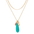 jewelry accessories fashion edge green imitation natural stone drop pendant double necklacepicture11