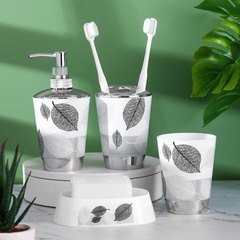 1 set of 350ML leaf bathroom kit lotion bottles toothbrush holder mouthwash cup soap box