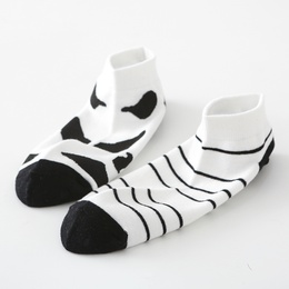 Black and white cow spotted spring and summer short socks leopard retro boat sockspicture10