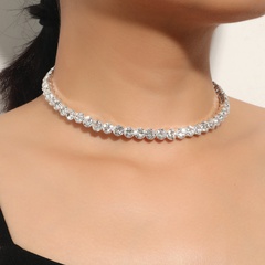 Damenmode Runde Perlen Diamant Halskette