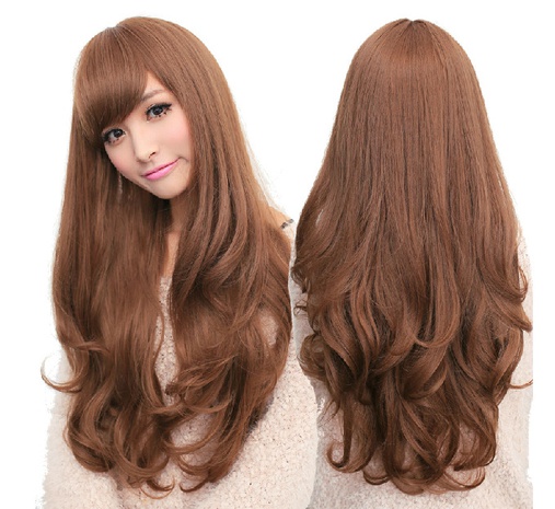 perruque en gros cheveux longs bouclés brun Corée nouvelle perruque cos's discount tags