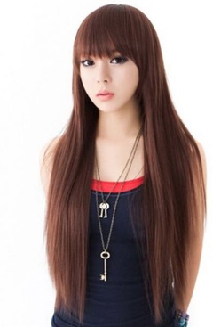 Fashion long straight hair anime wig chemical fiber wig wholesale