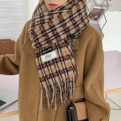 Niche automne et hiver standard écharpe imitation cachemire à carreaux fins châle coréen écharpe chaude épaisse