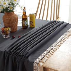 Simple style solid color tablecloth tassel edge household desk dust-proof cloth coffee table tablecloth