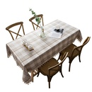 rectangular coffee tablecloth gray white black line lattice with tassel table towel clothpicture11