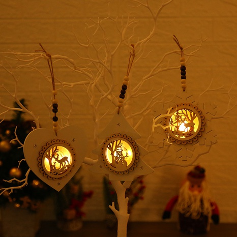 Colgante de árbol de navidad LED adornos de madera blanca luz de noche colgante de copo de nieve NHGAL489121's discount tags
