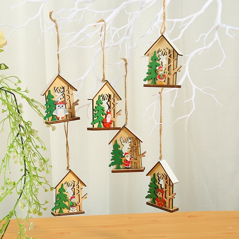 Decoración de fiesta navideña colgante de casa de color de madera de Navidad NHGAL489127's discount tags