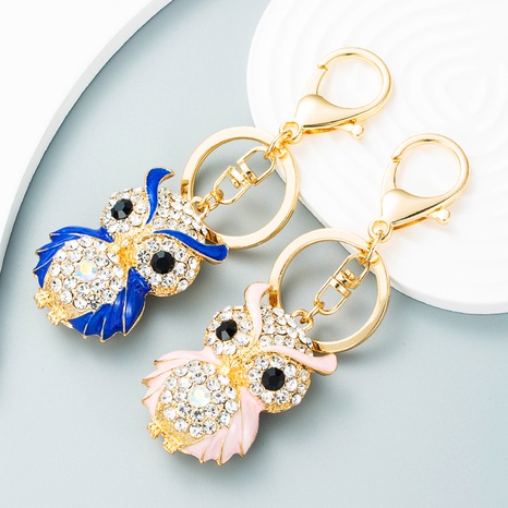New creative animal series cute inlaid opal alloy owl keychain's discount tags