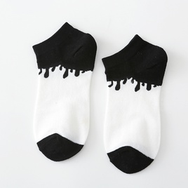 Black and white cow spotted spring and summer short socks leopard retro boat sockspicture16
