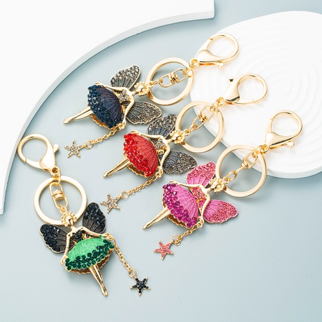 Korean alloy diamond butterfly flower fairy keychain car key ring bag pendant's discount tags
