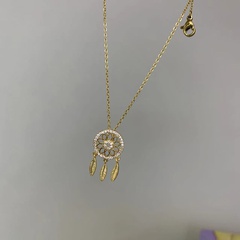 Fashion Sun Flower Feather Tassel Copper Necklace Wholesale