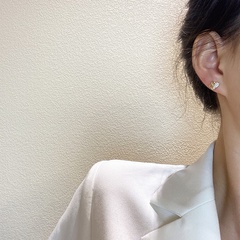Korean Dongda Fashion Ins Style Earrings Personality Heart Shape with Diamond All-Match Earrings Simple Graceful Special-Interest Earrings