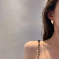 Cold Style Semicircle Cross Ear Ring Women's New Fashion Matte Gold Earrings Internet Celebrity Graceful and Fashionable Simple Stud Earrings