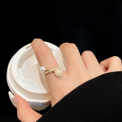 Personality, Trend, Fashion Simple Ring Online Influencer Refined Pearl Zircon Ring Cool Style Design Versatile Index Finger Ring