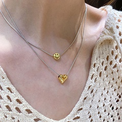 smiley love necklace temperament simple peach heart clavicle chain