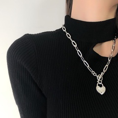 Korean OT buckle love small lock necklace fashion temperament versatile hollow chain