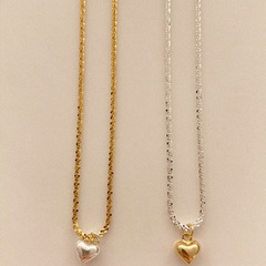 Korean Glossy Mini Heart Pendant Clavicle Necklace Contrasting Color Twisted Chain Necklace