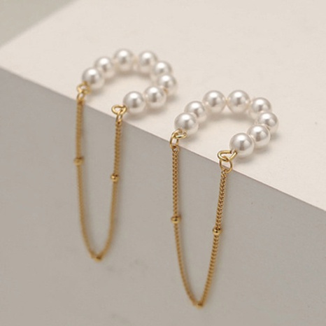 Retro pearl tassel ear bone clip temperament ear clip earrings's discount tags