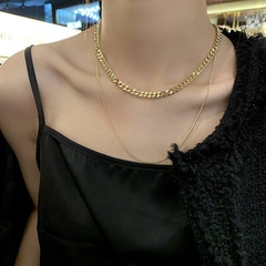 fashion double-layer clavicle chain necklace retro hip hop thick chain necklace