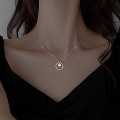 Circle pearl pendant necklace fashion simple temperament short clavicle chain