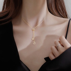 Simple star and moon tassel necklace niche design sense clavicle chain
