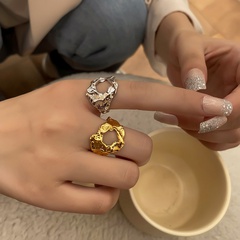 European and American Fashion Tin Foil Gold Ring Personality Creative Trending Ornament Irregular Lava Hollow Index Finger Ring
