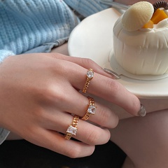 French gold chain zircon ring simple temperament opening index finger ring