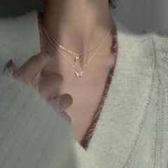 South Korea double layered butterfly necklace clavicle chain