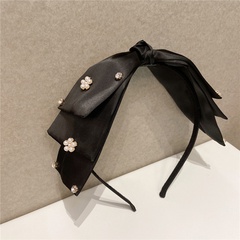 Korean simple retro black bow headband cute flower pearl hairband hair accessories
